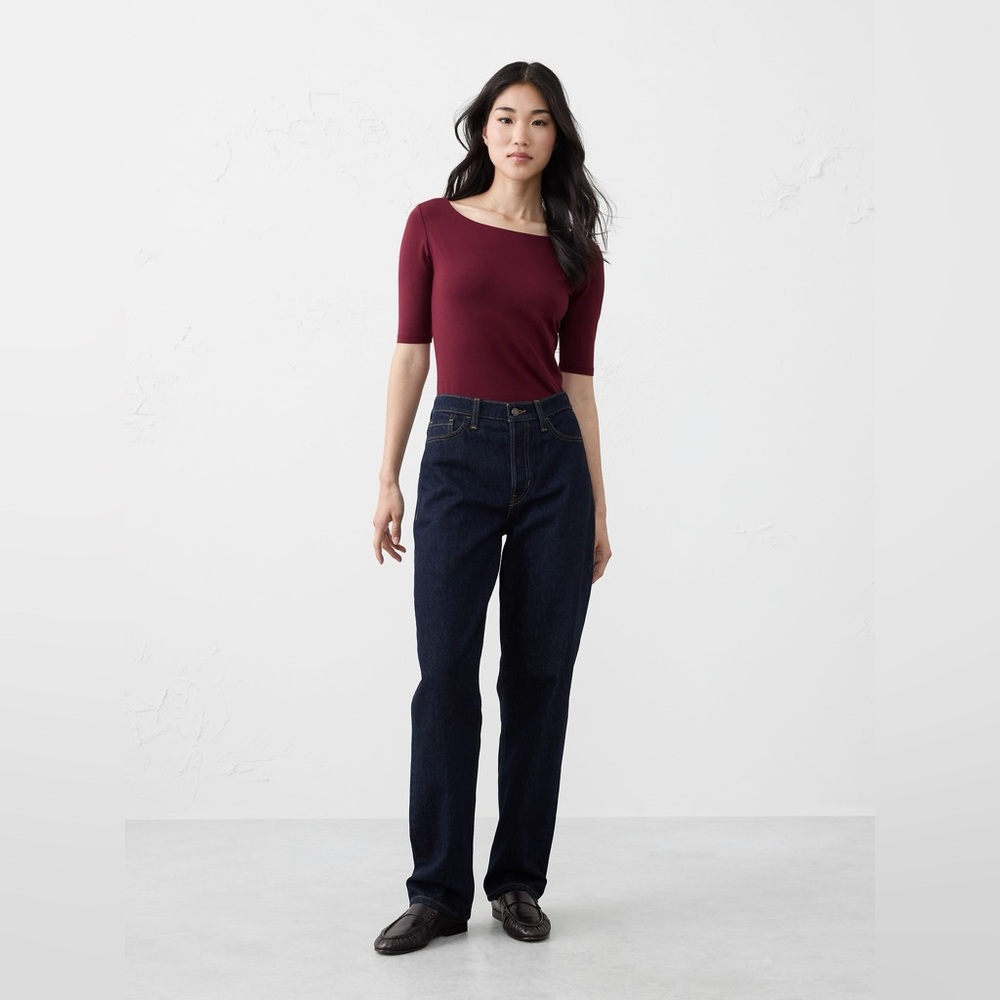NWT Banana Republic Soft Stretch Elbow Sleeve Top Red Size S - Picture 11 of 12